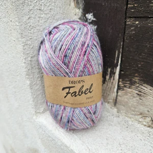 Fabel Print 929 - ružovo tyrkysová melír ponožková vlna
