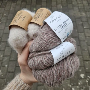 iba 1ks! Balíček 21 - 3x Cotton Merino Tweed + 2x Brushed Alpaca Silk