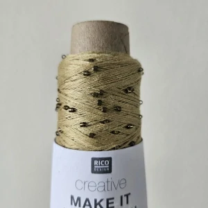 Make it Perlchen 005 - zlatistá pripletacia priadza s korálkami