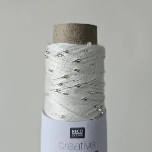 Make it Perlchen 001 - smotanová pripletacia priadza s korálkami