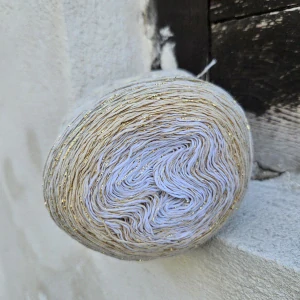 Souffle Lux 3742 - Karamel bežové dúhové klbko s lesklou priadzou