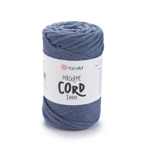 Macrame Cord 3mm 761 - denim modrá špagátová priadza