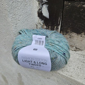 iba 10ks! Fashion Cotton Light & Long Tweed DK - morská zmesová striekano melírovaná vlna