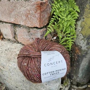 Cotton Merino Tweed - hnedá striekaná vlna
