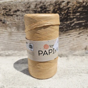Papiro 1315 - zlato bežová priadza z rafiového papiera