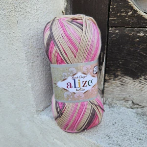 iba 5ks! Bella Batik 7829 - ruzovo hnedá melírovaná 100% bavlnená priadza
