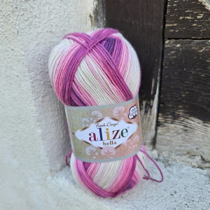 iba 3ks! Bella Batik 3302 - ruzovo biela melírovaná 100% bavlnená priadza
