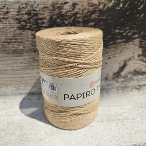 Papiro Twisted 1302 - bežová priadza z rafiového papiera