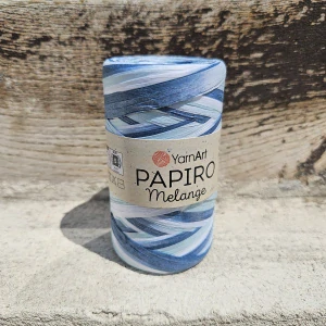Papiro Melange 2311 - bielo modrá melírovaná priadza z rafiového papiera