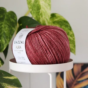 Aura 174 - vínová 100% vlna superwash z austrálskeho merina