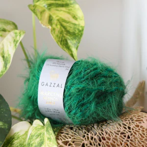 Marilyn & Merinos Lurex 8293L - smaragdovo zelená chlpatá vlna so zeleným lesklým vláknom