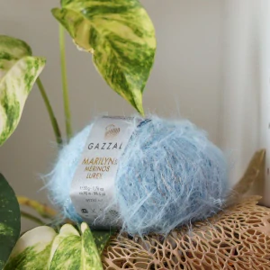 Marilyn & Merinos Lurex 8280L - svetlo modrá chlpatá vlna so strieborným lesklým vláknom