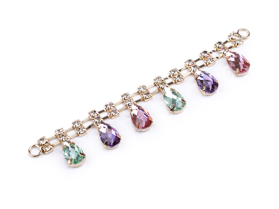 Štrassová slzičková farebná kamienková ozdoba / 1ks / 2cm x 11cm