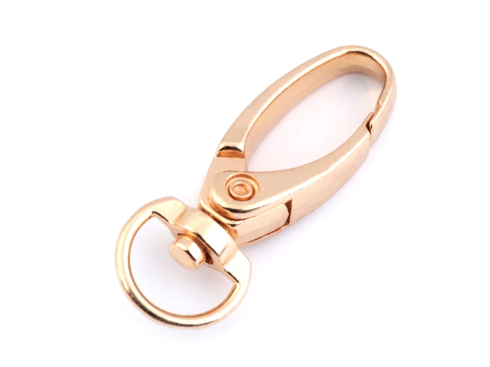 Zlatá otočná oválna kovová karabína prievlak 10 mm (13mm x 38mm)