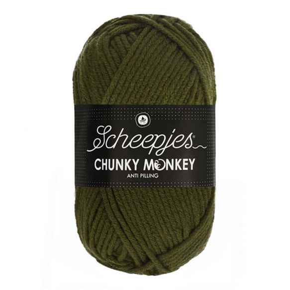 Tmavšia olivovo zelená 1027 "Moss Green" hrubšia detská vlna Chunky Monkey antipilling úprava