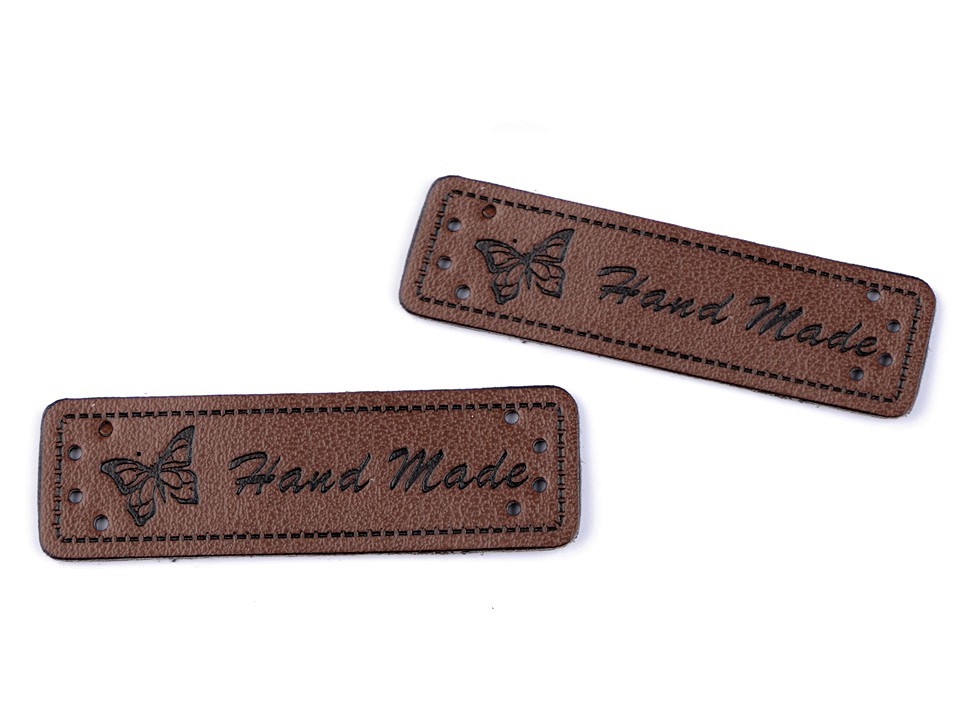 Kožený tmavo hnedý handmade štítok / nápis