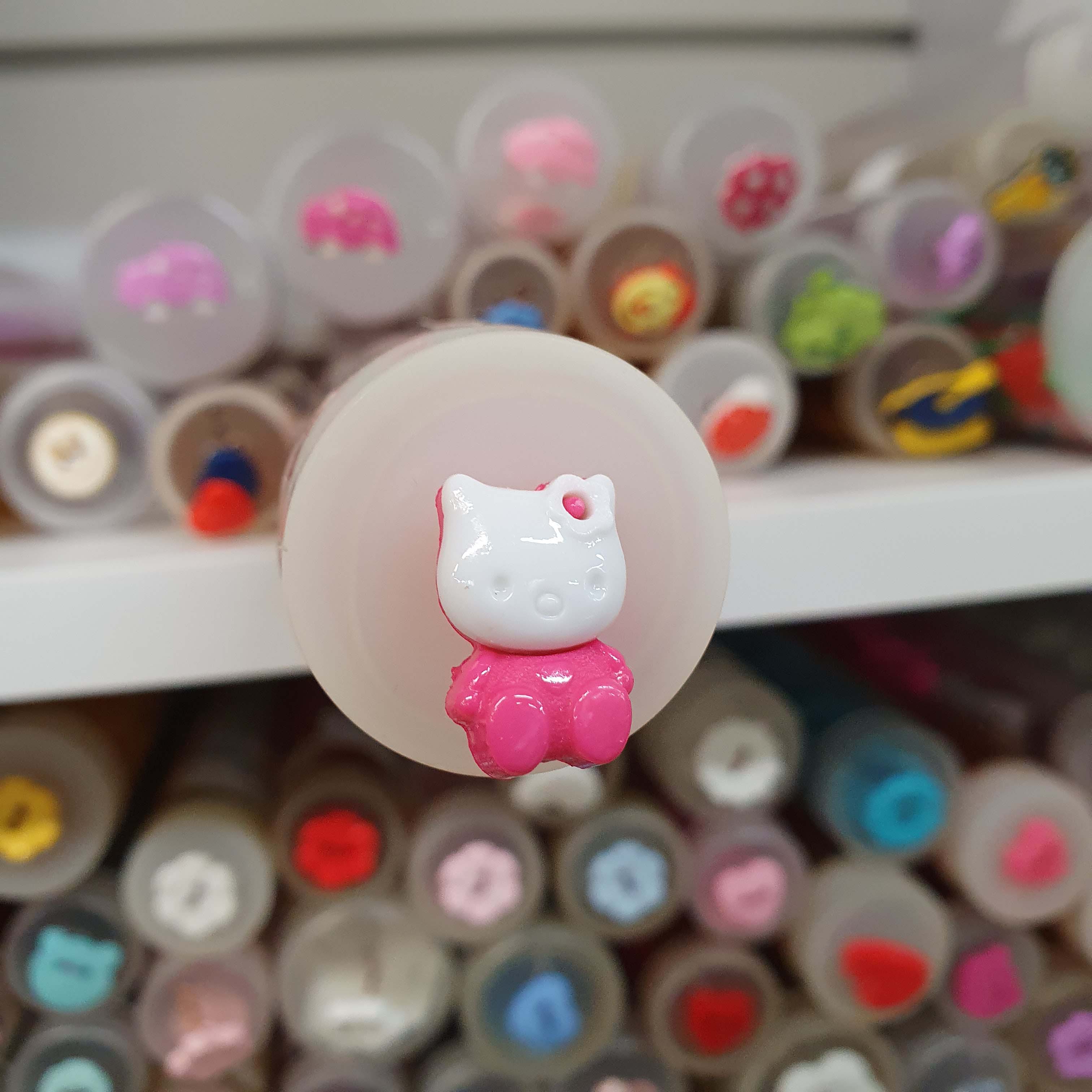 Detský gombík - hello kitty bielo ružové cca 1,1cm