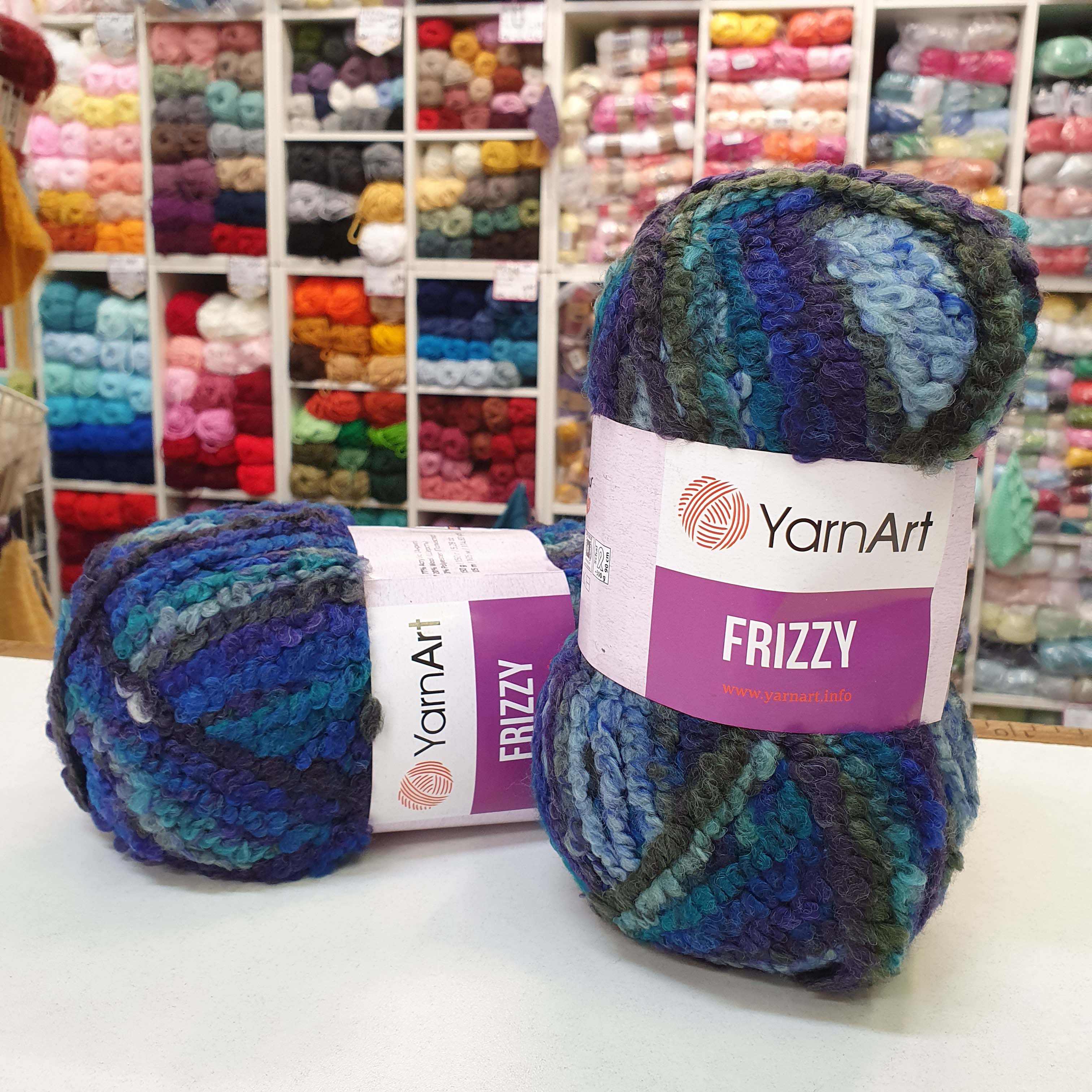 Frizzy 418 - modro zelenkavý melír "boucle" efektná zimná hrubá vlna