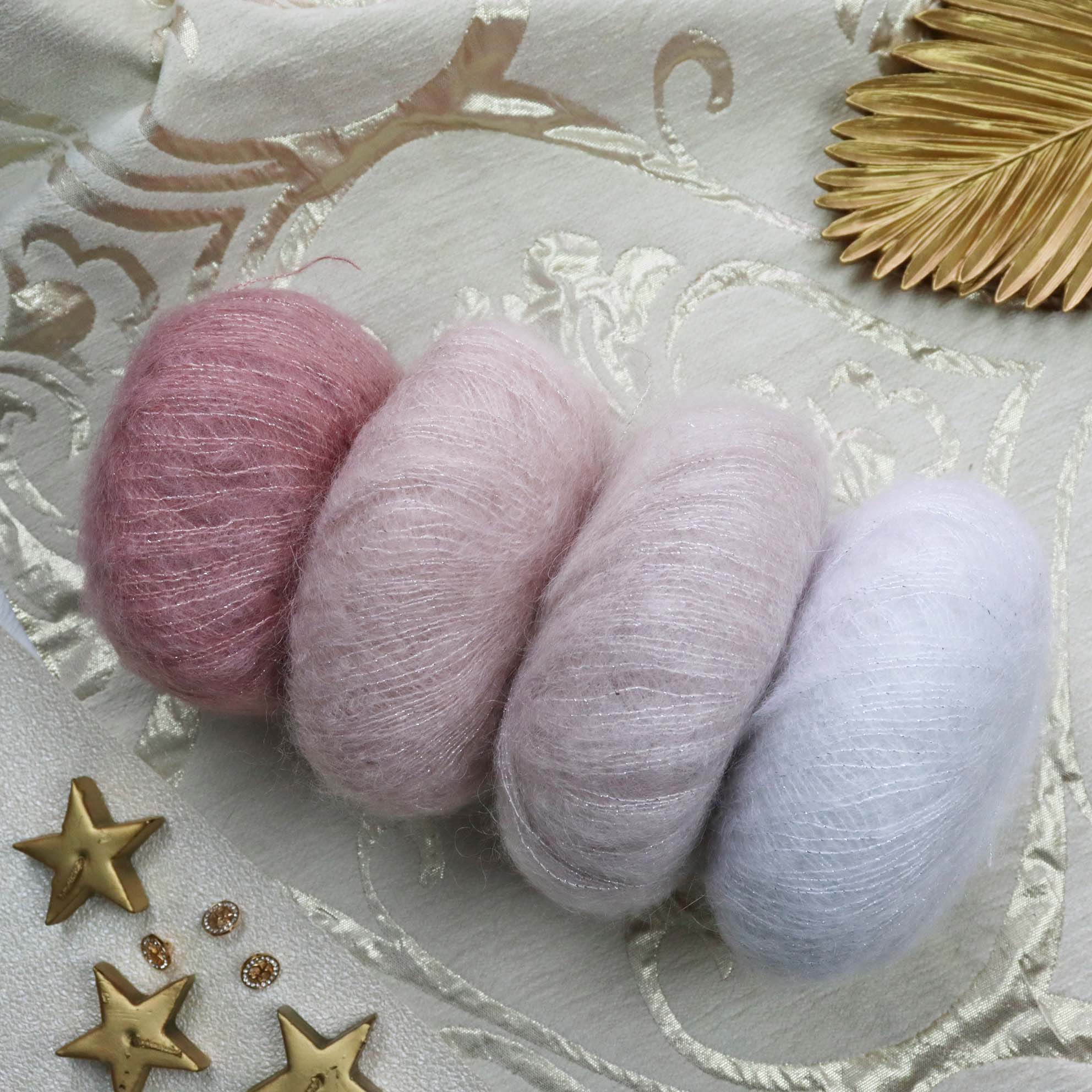 Silk Mohair Lux 6027 - bielo perlová mohérová vlna s lesklým vláknom