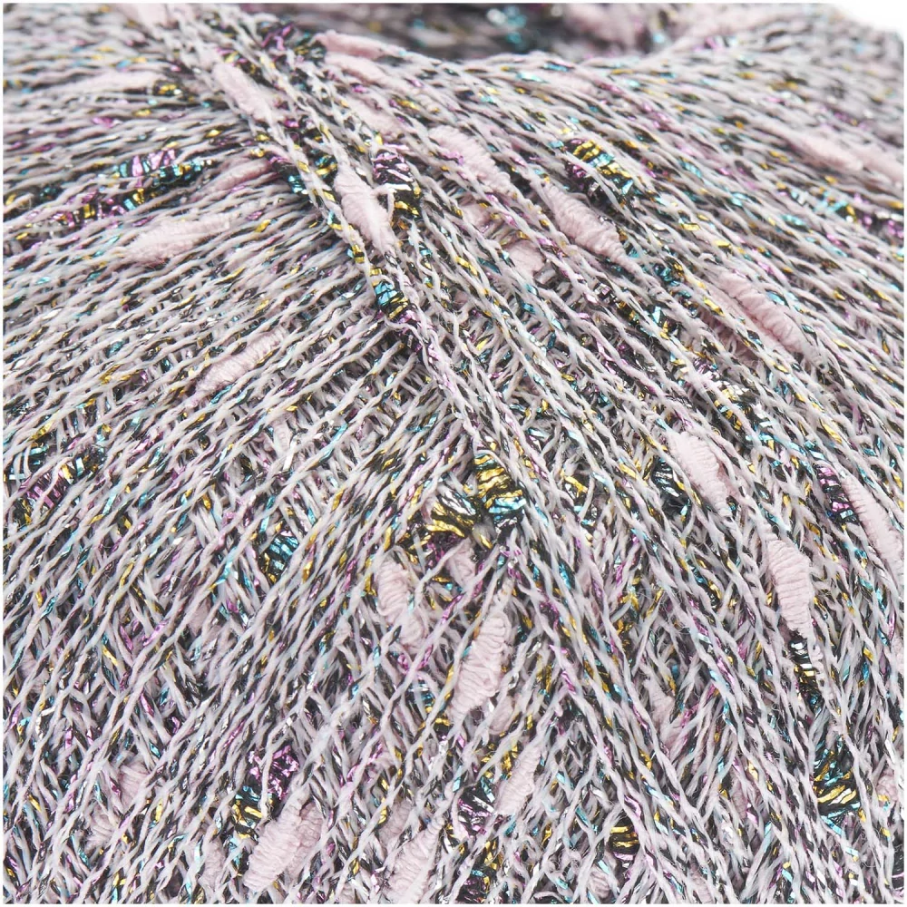 Make It Tweed GLITZ 003 - ružovo lesklá farebná tenká pripletacia priadza s nopkami