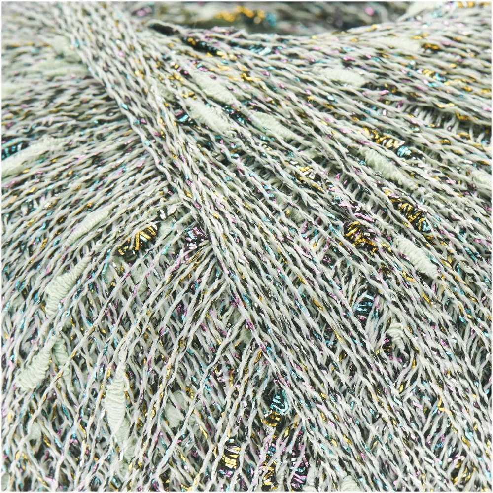 Make It Tweed GLITZ 005 - yeleno lesklá farebná tenká pripletacia priadza s nopkami