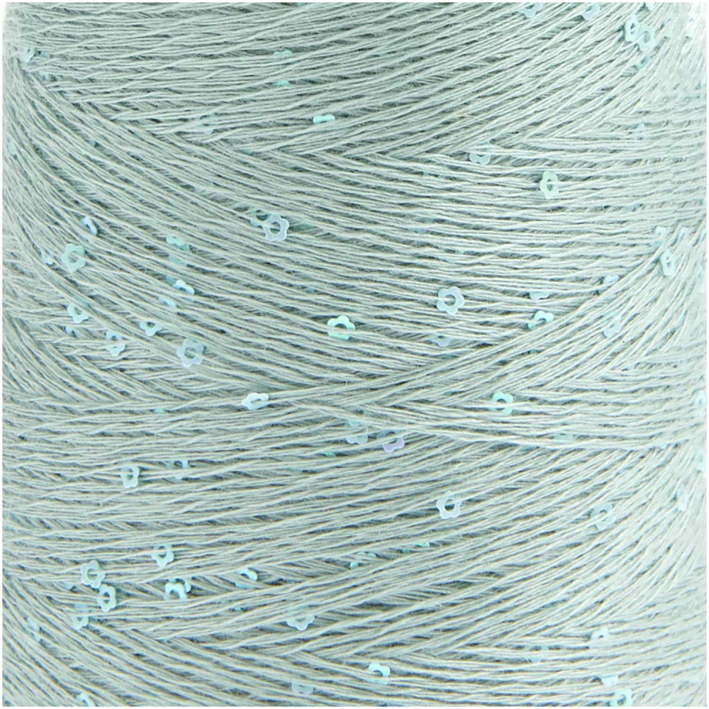 Make It Blümchen 002 - vintage morská tenká pripletacia priadza s flitrami