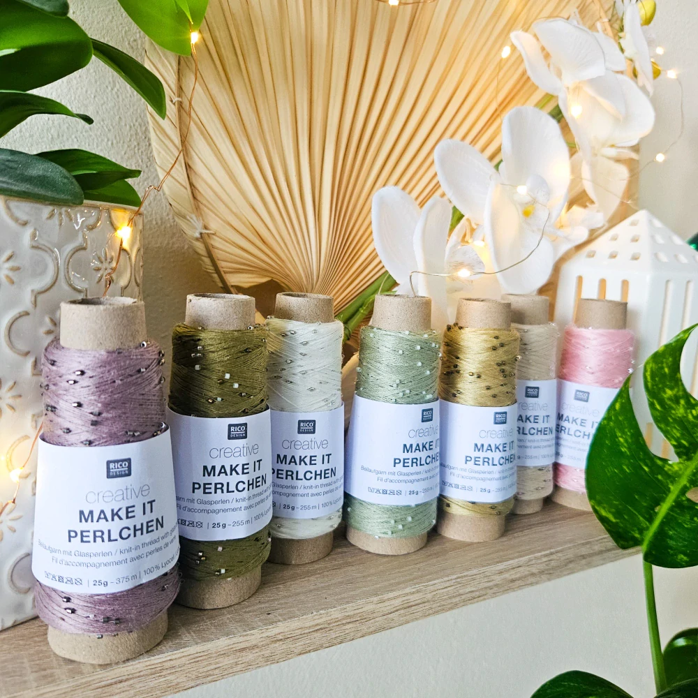 Make it Perlchen 005 - zlatistá pripletacia priadza s korálkami