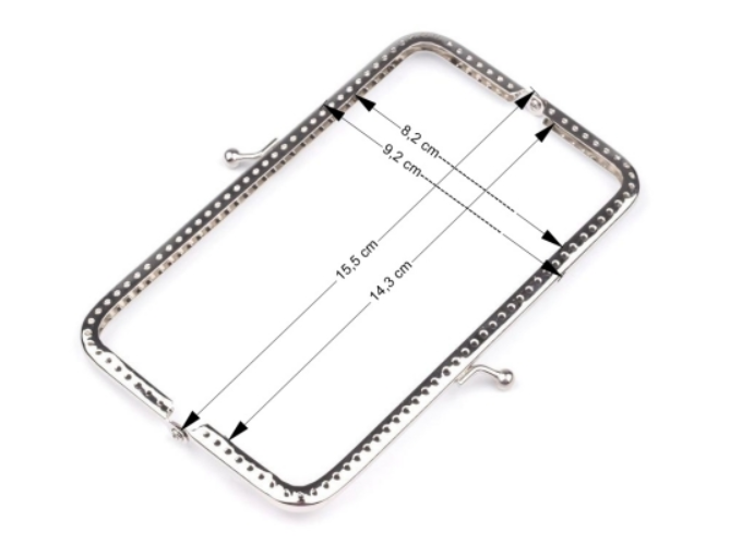 Rámček na výrobu kabelky našívací 15,5 x 9cm nikel hranatý