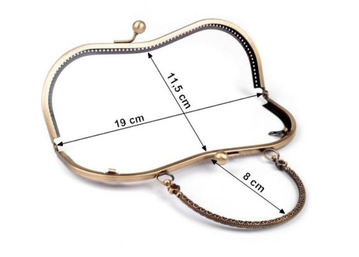 Rámček na výrobu kabelky našívací 19 x 11,5cm nikel s rúčkou