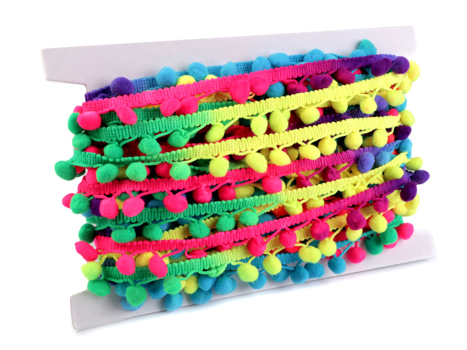 Farebný dúhový neon prámik šírka 20 mm s malými brmbolcami Ø10 mm / meter