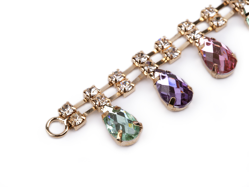 Štrassová slzičková farebná kamienková ozdoba / 1ks / 2cm x 11cm