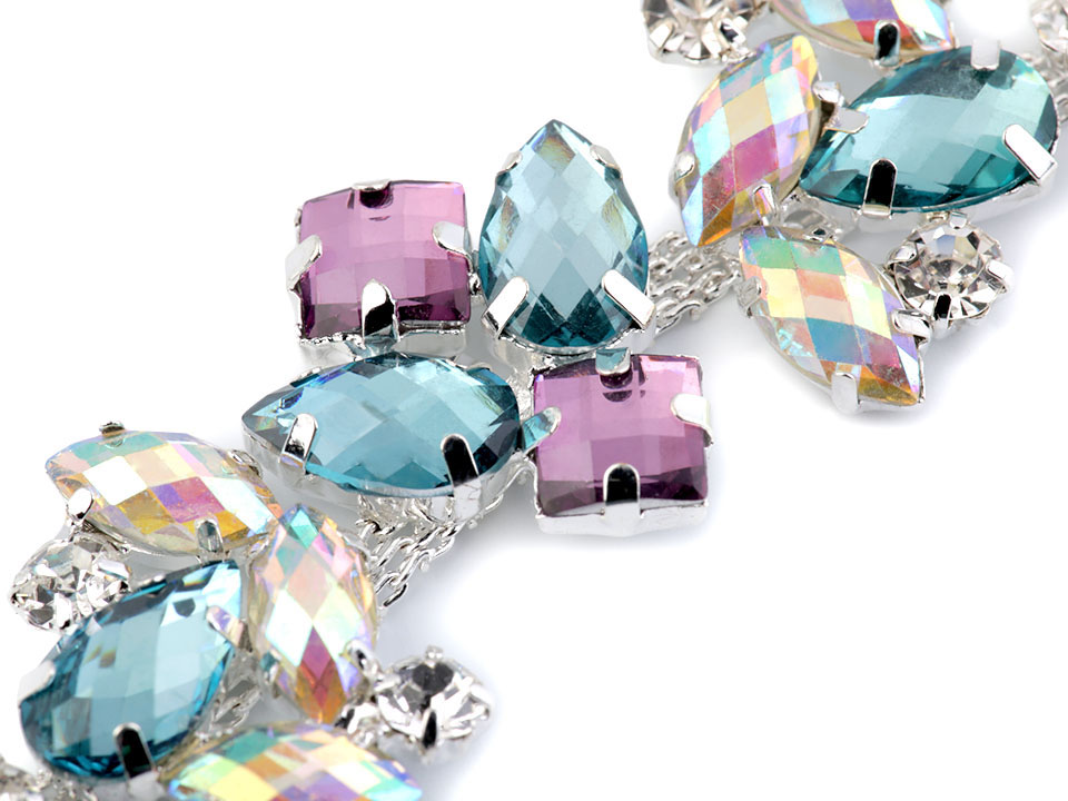 Modro fialková slzičková kamienková ozdoba / 1ks / 2,6cm x 9,5cm