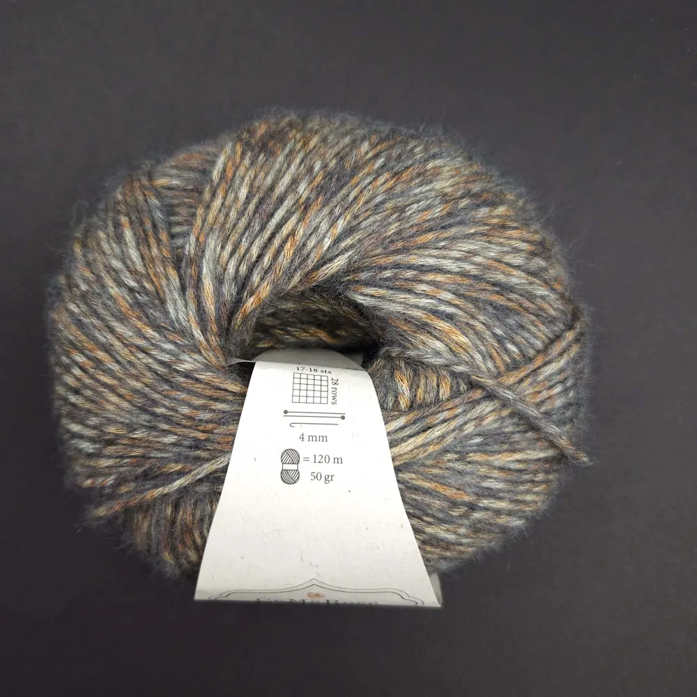 Iba 12ks! HØST 8204 STRAND STEN - sivo jesenná striekaná vlna z bavlny, kašmíru a recyklovanej vlny