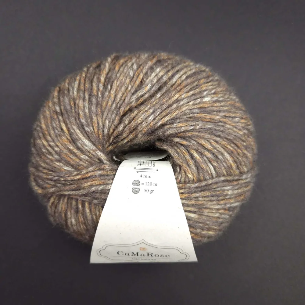 Iba 6ks! HØST 8206 KASTANIEBRUN - hnedo jesenná striekaná vlna z bavlny, kašmíru a recyklovanej vlny - iba 7ks!