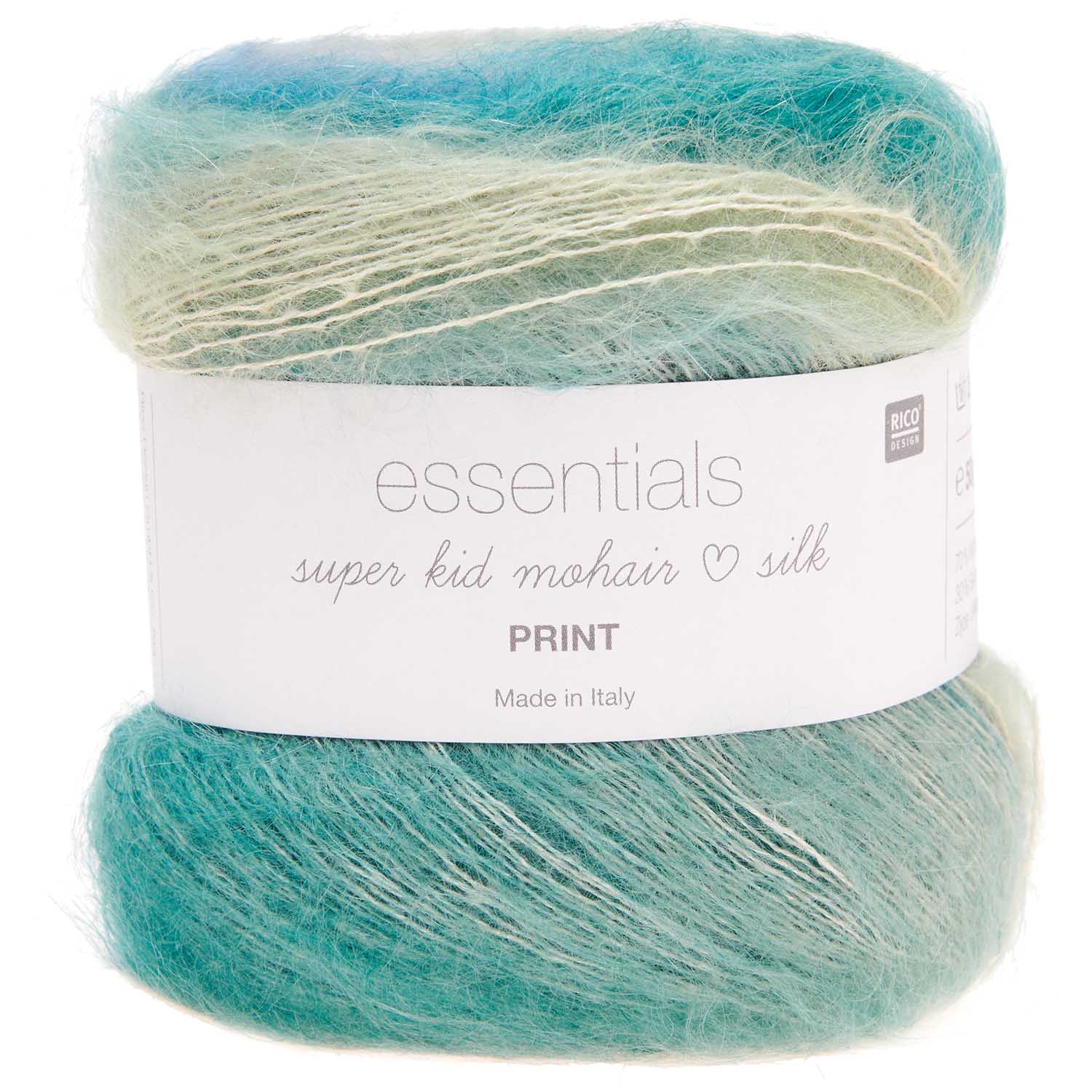011 Super Kid Mohair ♥ Silk Print "Spring" - tenká morská mohérová vlna s hodvábom