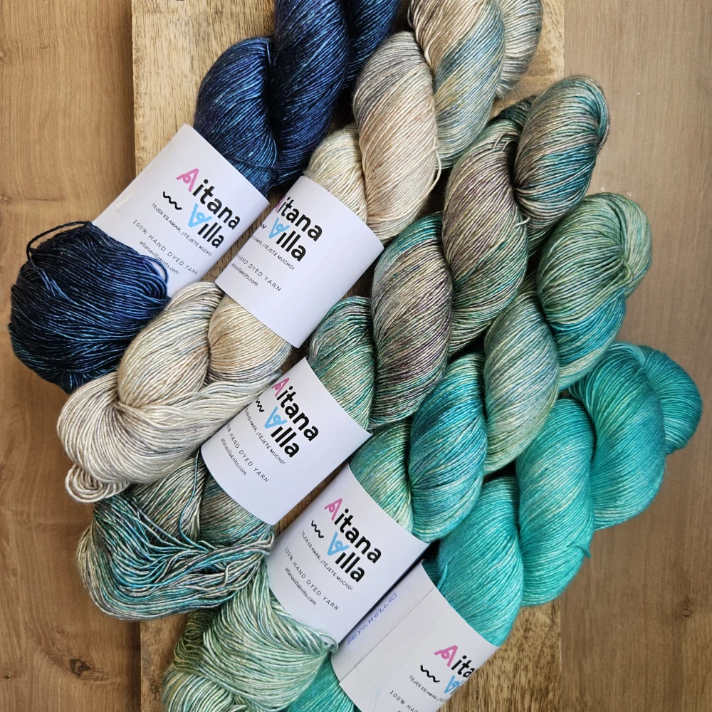 Emmy - Whisper - bežovo vintage modrá priadza zo 100% morušového hodvábu - iba 1ks!