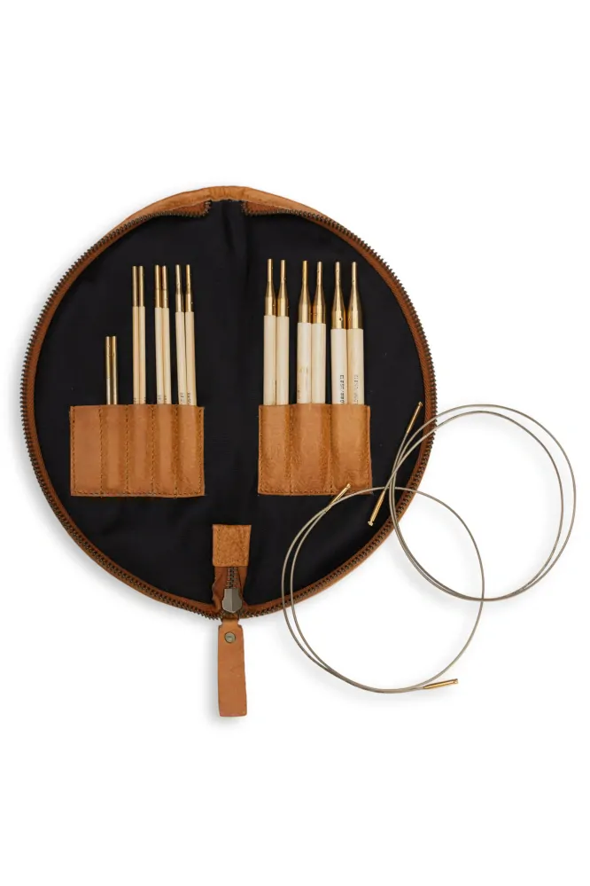 Muud Living - Dian - hnedá koža - púzdro na ihlice / háčkovky